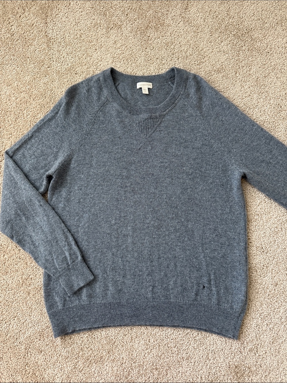 Garnet Hill Blue Crewneck Cashmere Sweater